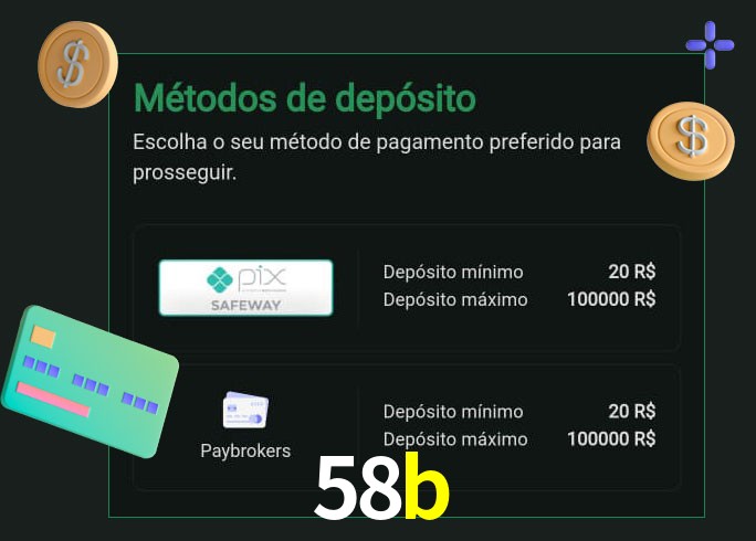 O cassino 58b oferece uma grande variedade de métodos de pagamento